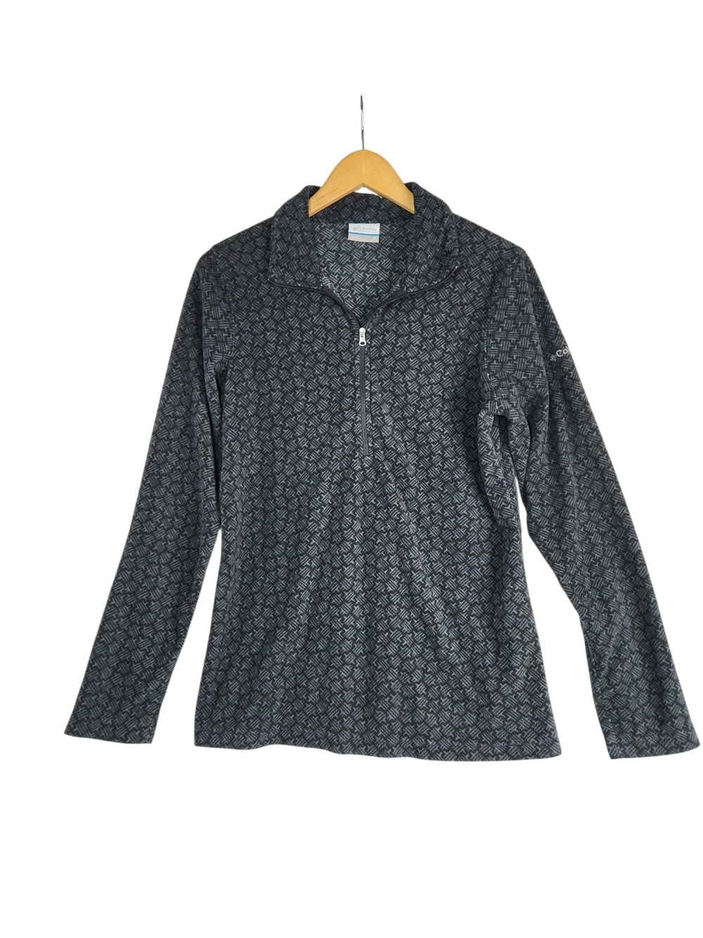 Columbia Women's Medium Gray Black Print Fleece 1/2 Zip Pullover Jacket M - Picture 2 of 14